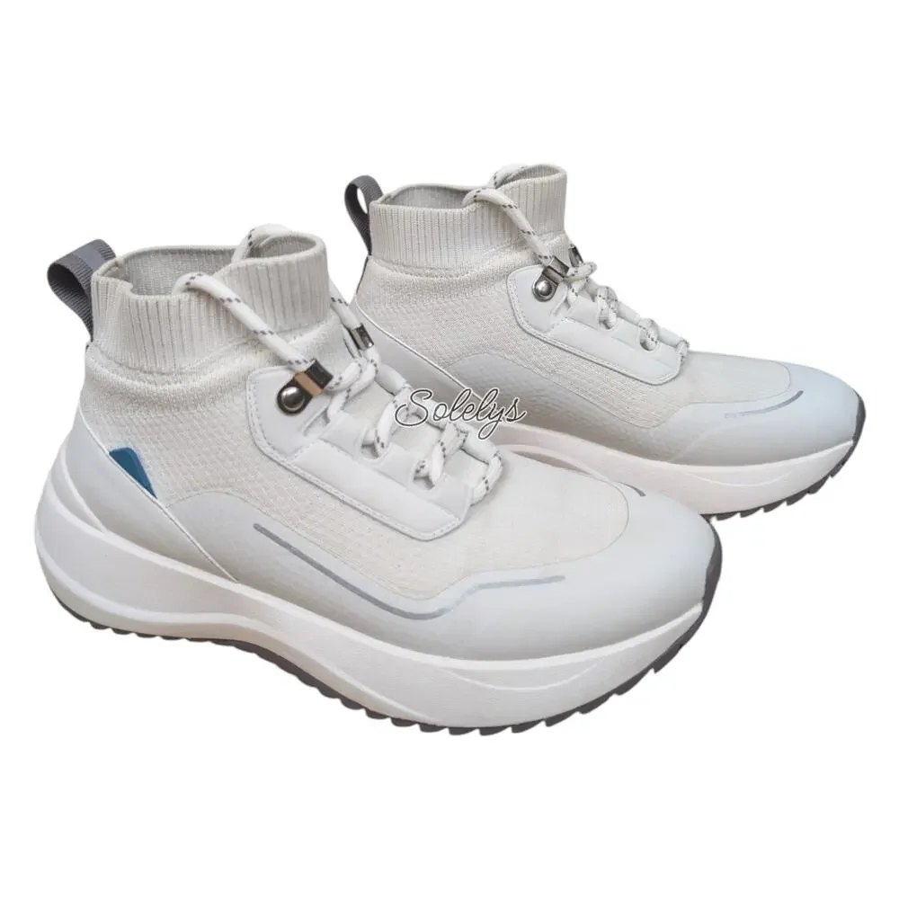 Vessi Stormburst Womens 5 White Granite Waterproof High Top Knit Sneaker Boot